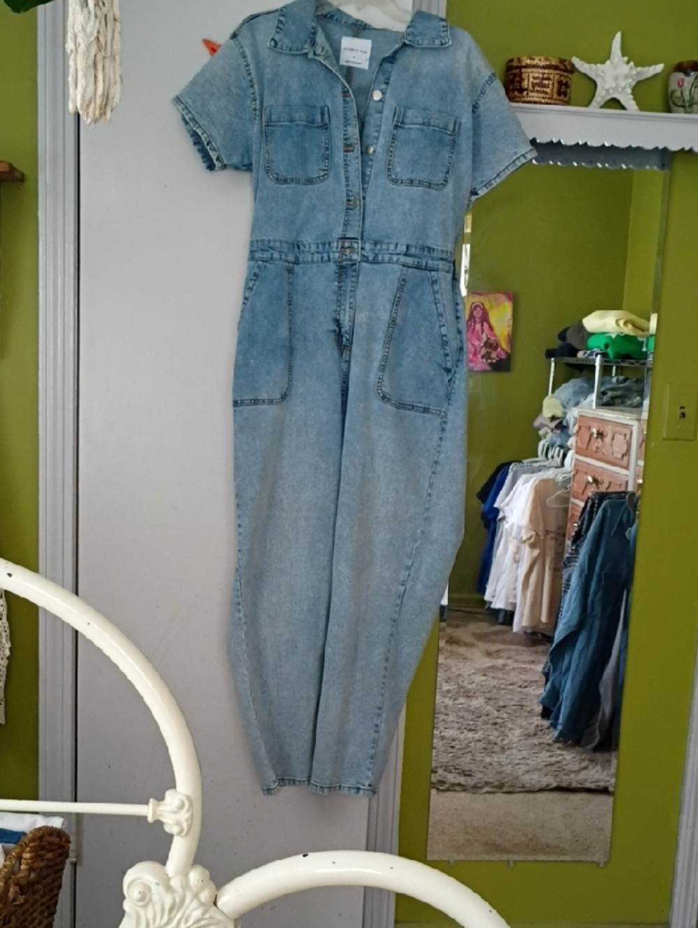 Celebrity Pink Light Blue Denim Jumpsuit
